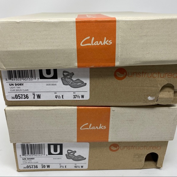 Clarks Un Dory Light Tan Leather wedge sandal WIDE - Picture 7 of 7